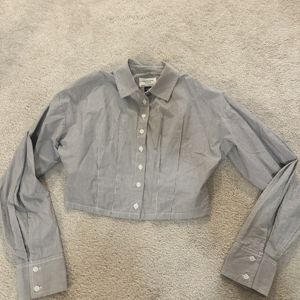 American Eagle Outfitters Black and White Striped Shirt
